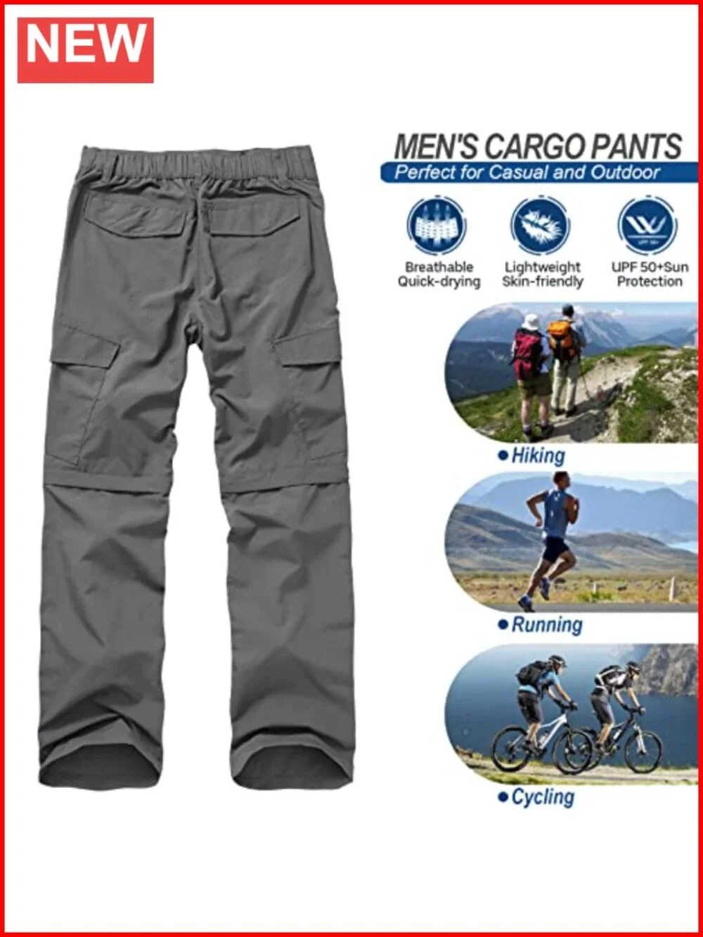 Hiking Pants Quick Dry Lightweight Fishing Convertible Zip Off Safari Trousers